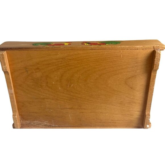 Rare 1950’s VTG Wooden Roosters Tray Condiments Napkins Centerpiece Knick-Knacks - Picture 6 of 8